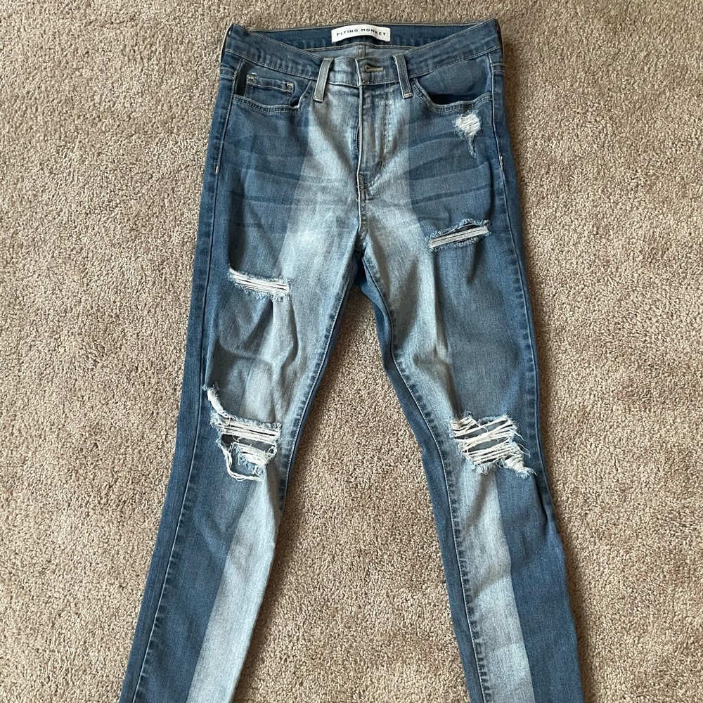 Flying Monkey 2 tone distressed jeans